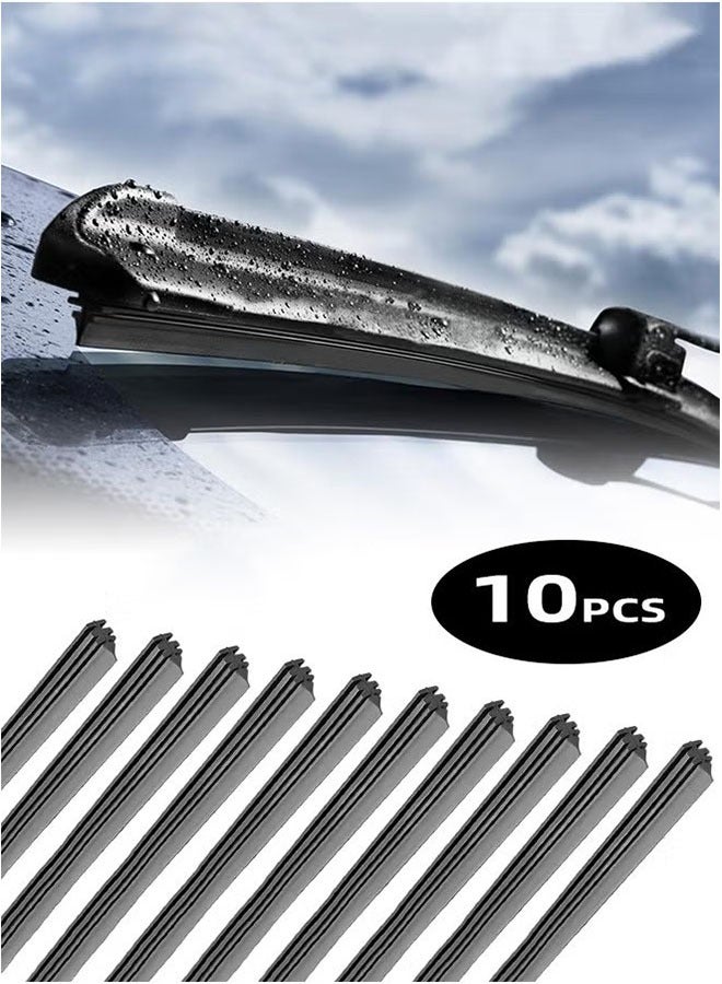 Realfrog 10PCS Car Windshield Wiper Blade Strips, DIY Silicone Car Frameless Window Boneless Replacement Refills, Auto Adjustable Insert Rubber Wiper Blade Refills, Universal for SUV Truck Van - Image 1